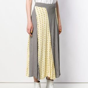 Ganni Paneled Dotted/Check Skirt